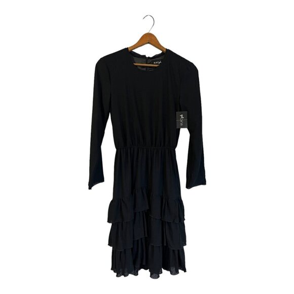 WUKOGIRLS Black Tiered Dress Size Medium Layered Brand New Capsule - Picture 2 of 6
